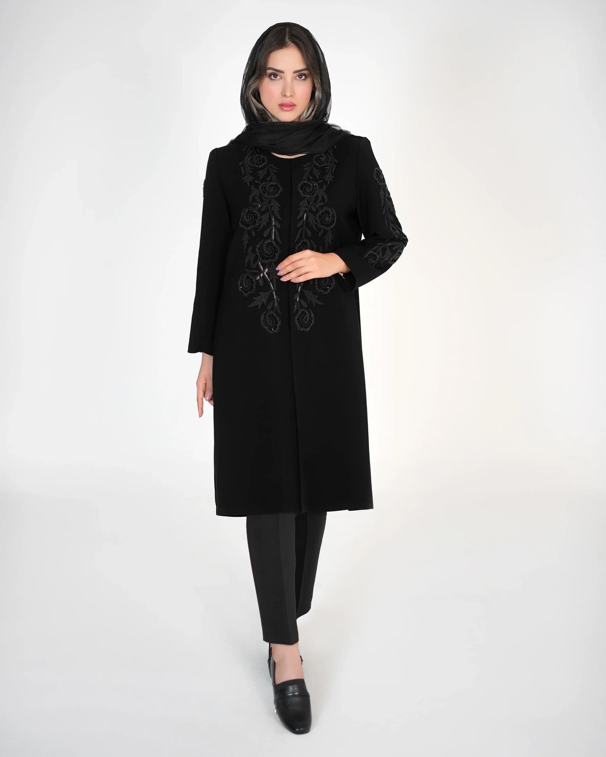 مانتو مجلسی کرپ شاخه گل کد 569(495)