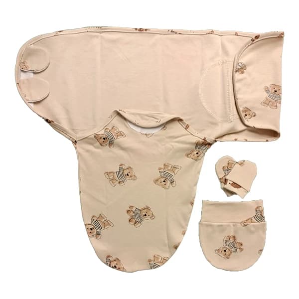 قنداق دورپیچ نوزاد طرح تدی برند بی بی 4 لایف baby 4 life کد 8411