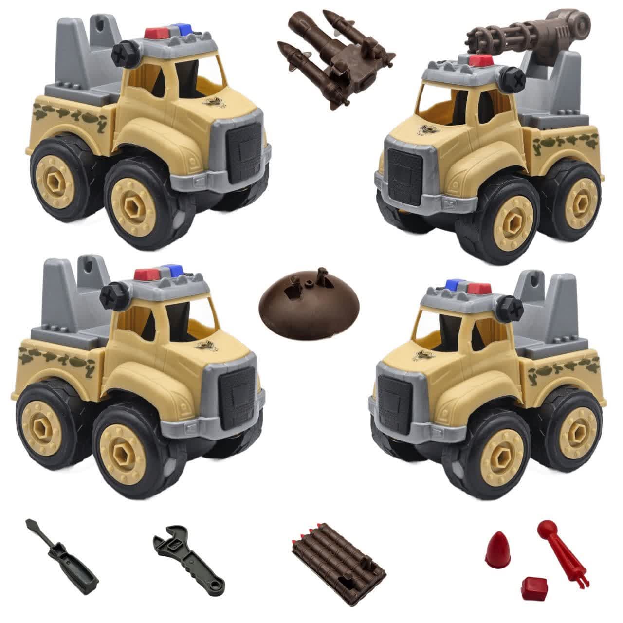 ماشین بازی ناب سل مدل کامیون ارتشی کد ASEMBLY ARMY TOYS TRUCK مجموعه 12 عددی به همراه آچار و پیچ گوشتی و ابزار جنگ — تصویر ۴