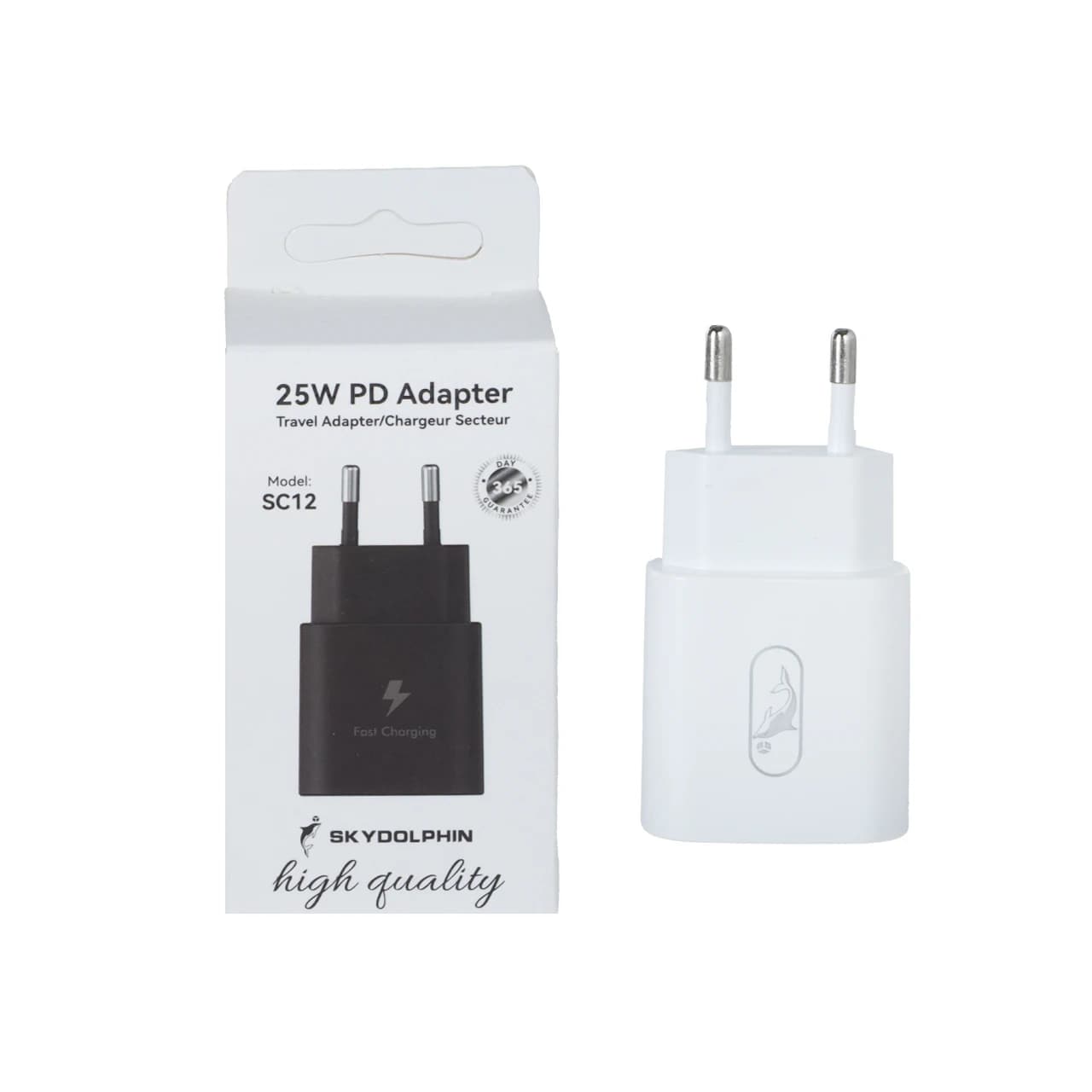 شارژر دیواری PD و فست تک پورت Sky Dolphin مدل SC12 25W – سفید – TCO