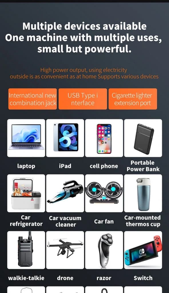 اینورتر خودرو 200 وات 12/24V به 220V با 3 USB، Type-C و شارژ سریع QC3.0 — تصویر ۷