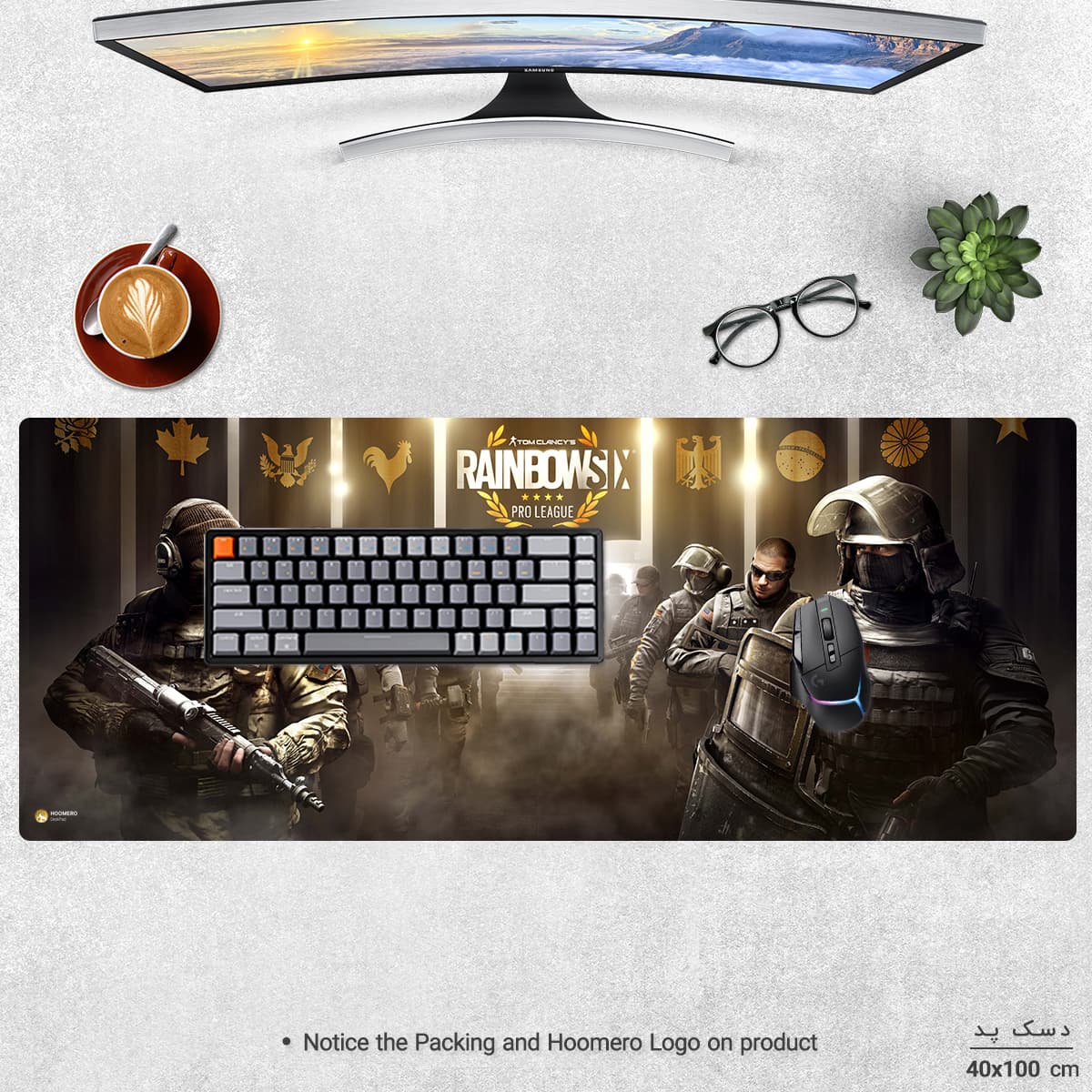 دسک پد هومرو مدل HX363 طرح بازی Tom Clancy’s Rainbow Six سایز 40×100 سانتیمتر — تصویر ۳