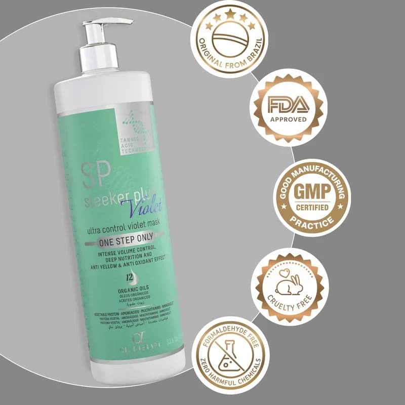 پروتئین و کراتین اس پی نقره ای (وایولت) ۱۰۰۰ میل – SP Sleeker Plus Violet Oil Therapy — تصویر ۲