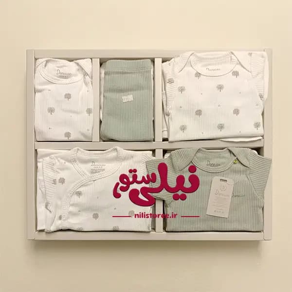 ست 19 تیکه جعبه ای نوزادی طرح درخت danaloo کد 592