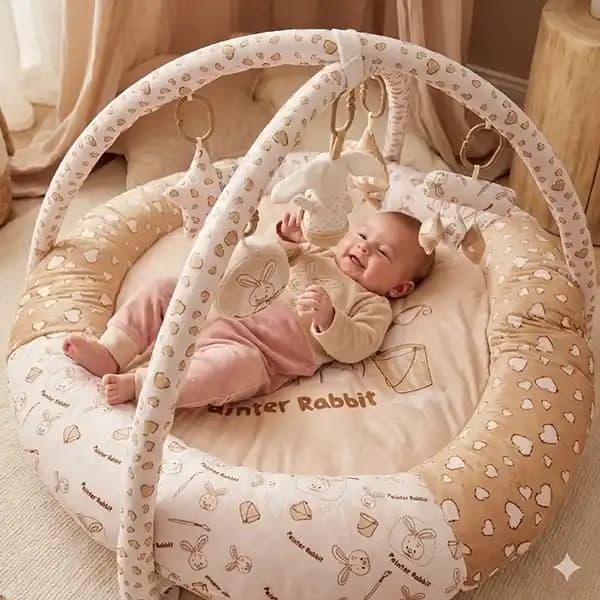 تشک بازی موزیکال نوزاد طرح خرگوش برند بیبی فان baby fun کد 1015
