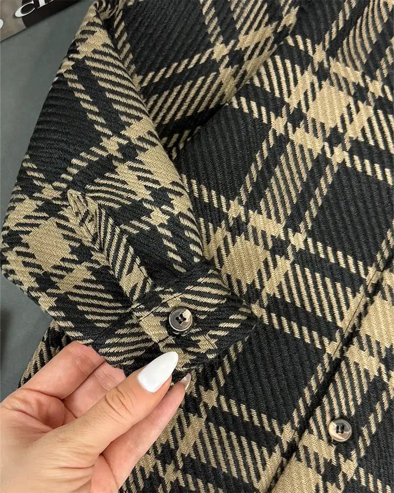 شومیز بچگانه چهارخونه مدل کلاه مشکی B-4034 — تصویر ۳