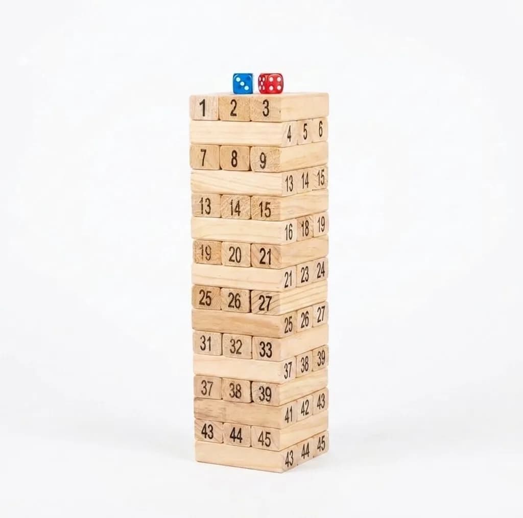 بازی فکری تعادلی دورهمی مدل Jenga 48، مناسب 1 تا 4 نفر، با زمان بازی کمتر از 30 دقیقه، درجه سختی متوسط و مناسب 3 سال به بالا — تصویر ۳