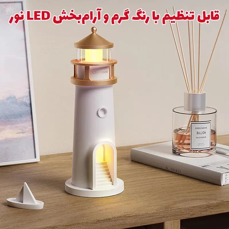 چراغ خواب شارژی فانوس دریایی با پروژکتور ماه و اسپیکر — تصویر ۴