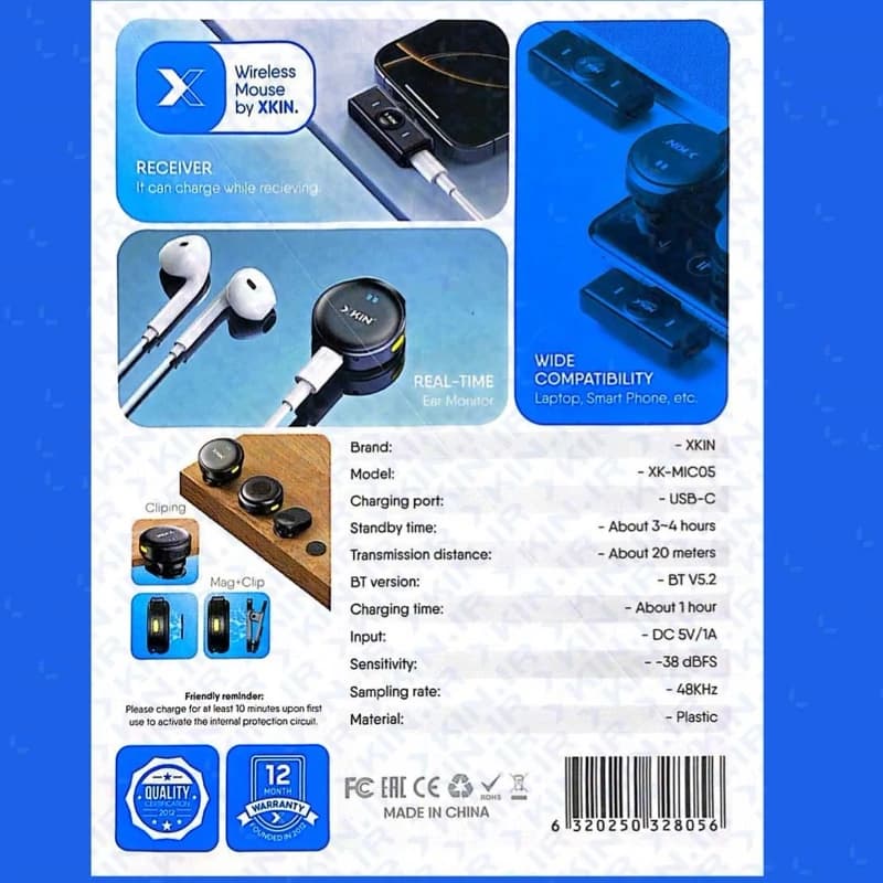 میکروفون یقه ای حرفه ای ایکس کین مدل XKIN XK-MIC5 با دو میکروفون — تصویر ۲