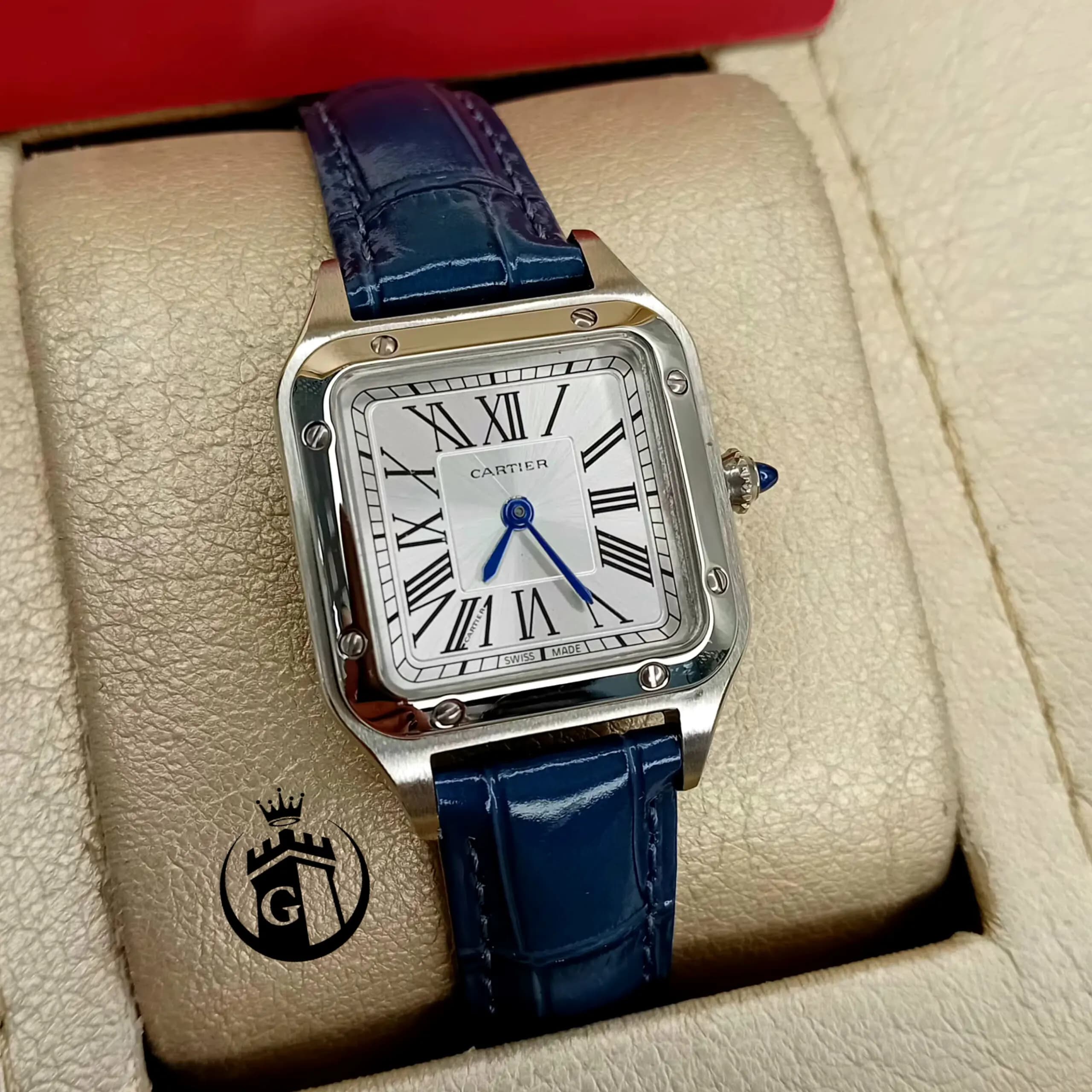 ساعت مچی زنانه اورجینال کارتیه Cartier | ساعت عقربه ای بند چرم اصلی و کلاسیک