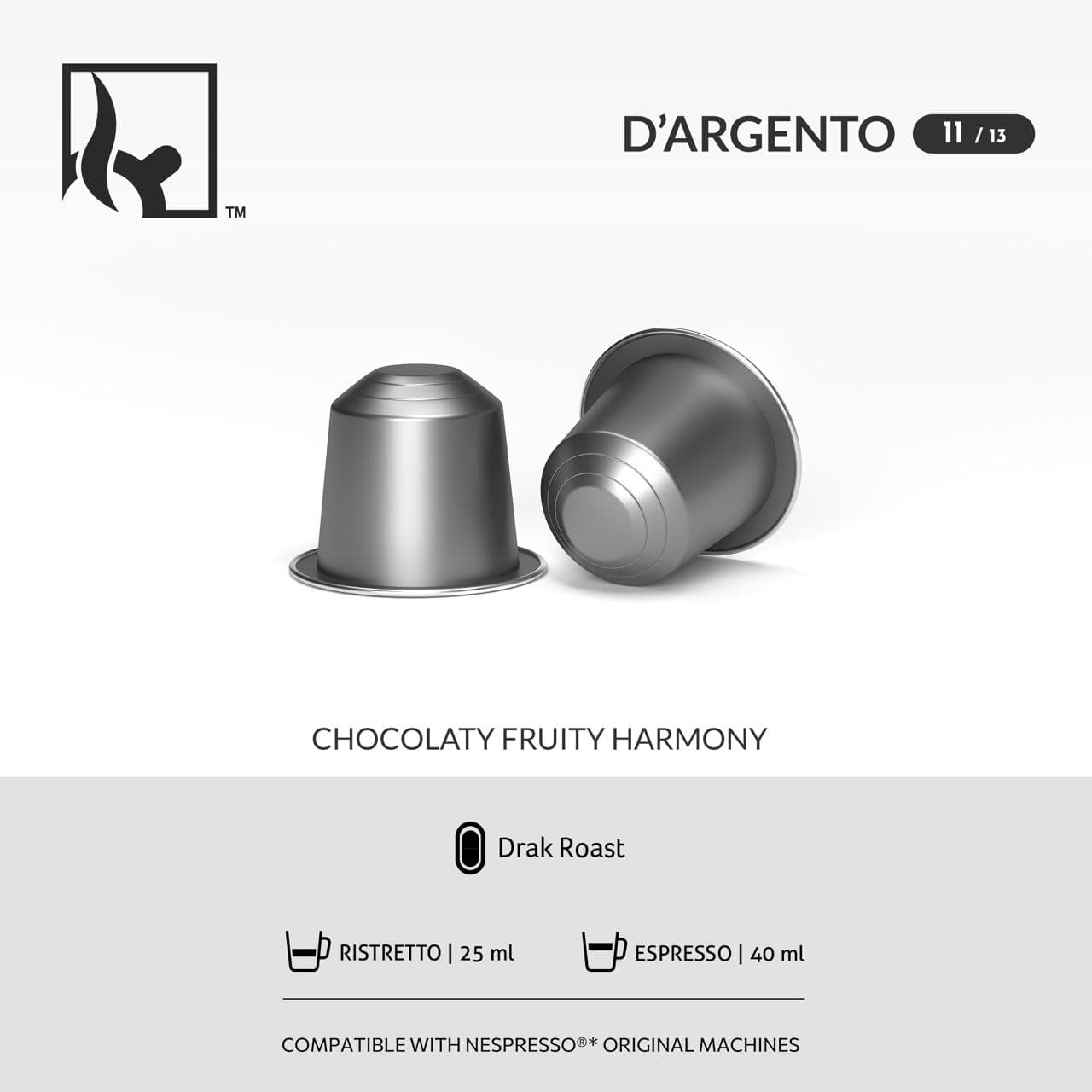 کپسول قهوه نرو آمور نقرهای Nero Amore (D’argento) بسته 10 عددی — تصویر ۲