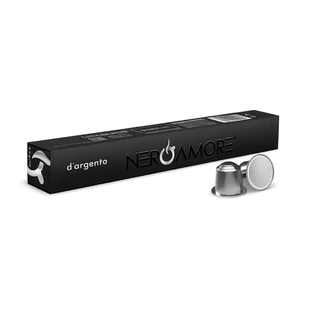 کپسول قهوه نرو آمور نقرهای Nero Amore (D’argento) بسته 10 عددی