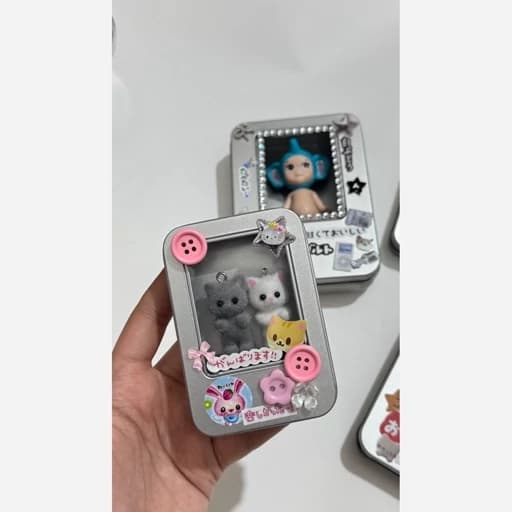 قوطی فلزی پینترستی در سایز کوچک جار اکسسوری و خنزل پنزل تزیین شده فانتزی کیوت مناسب کادو هدیه — تصویر ۸