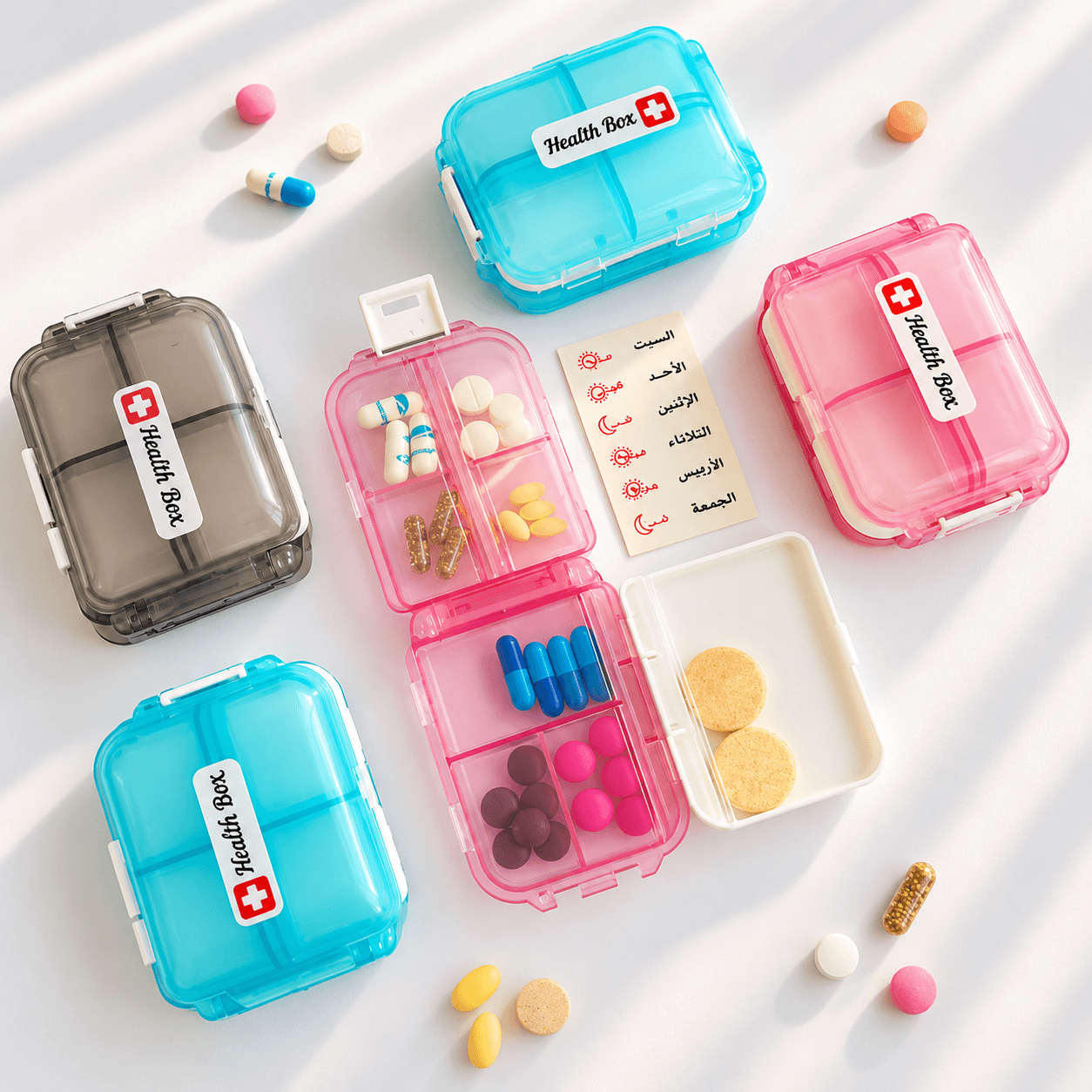 جا قرصی 8 خانه دوطرفه Health Box | جعبه قرص مسافرتی — تصویر ۵