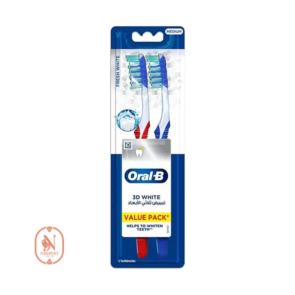 مسواک اورال بی تری دی وایت مدل value pack بسته 2 عددی سایز مدیوم
