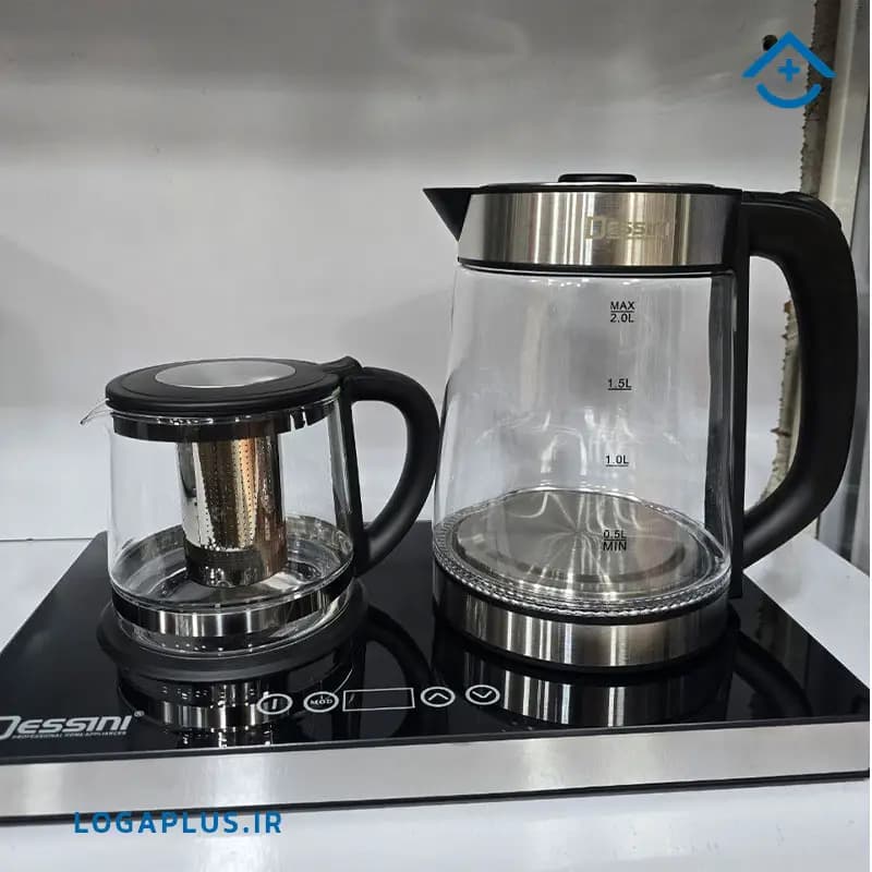 چای ساز حرفهای 2 لیتری دسینی مدل DS-2366 با کتری و قوری شیشهای پیرکس — تصویر ۳