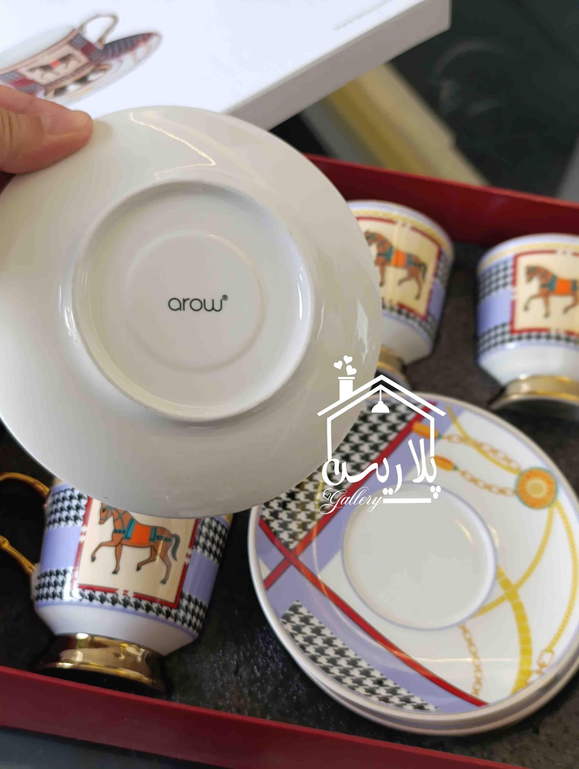 فنجان چایخوری/چای خوری هرمس پایه دار یاسی برند arow ترک — تصویر ۶