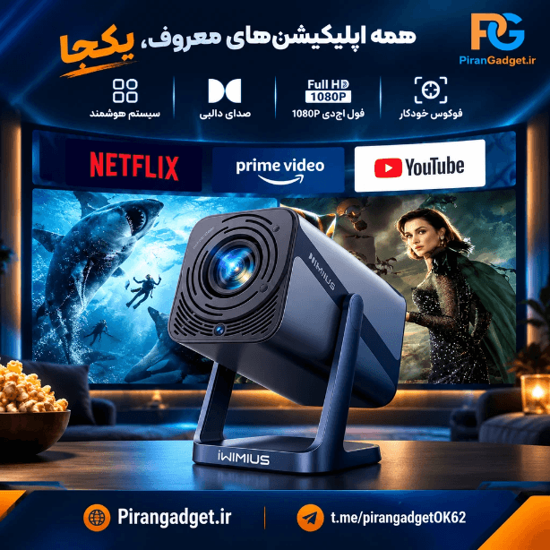 ویدیو پروژکتور هوشمند IWIMIUS ایویمیوس مدل S29 اندرویدی با پایه چرخان ۳۶۰ درجه — تصویر ۲