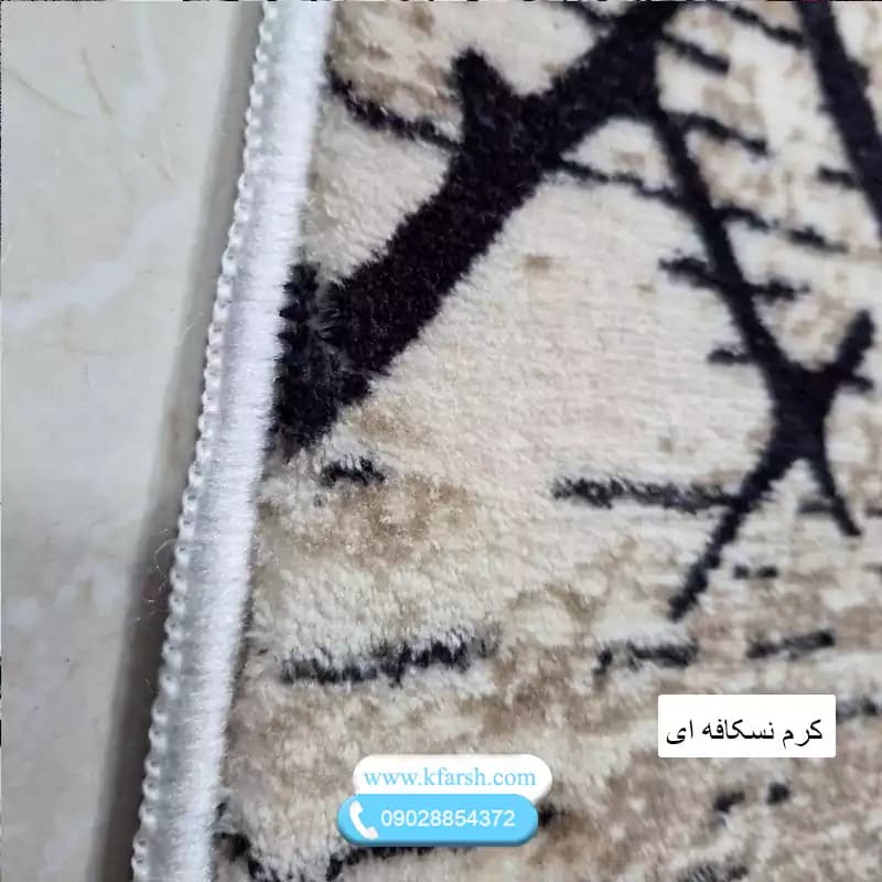 فرش کناره پشت لاتکس طرح مدرن طوسی و نسکافه ای و دودی — تصویر ۴