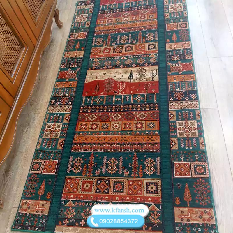 فرش کناره 700شانه طرح بلوچ سبز — تصویر ۳