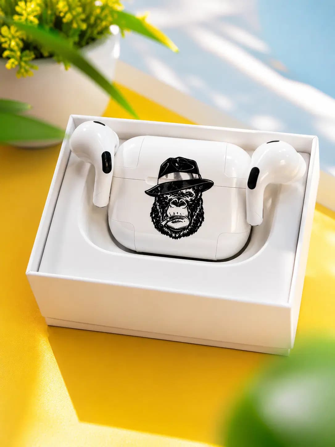 هدفون بی سیم طرح اپل مدل Airpods Pro 2 لوگو گوریل ANC فعال درجه یک — تصویر ۳