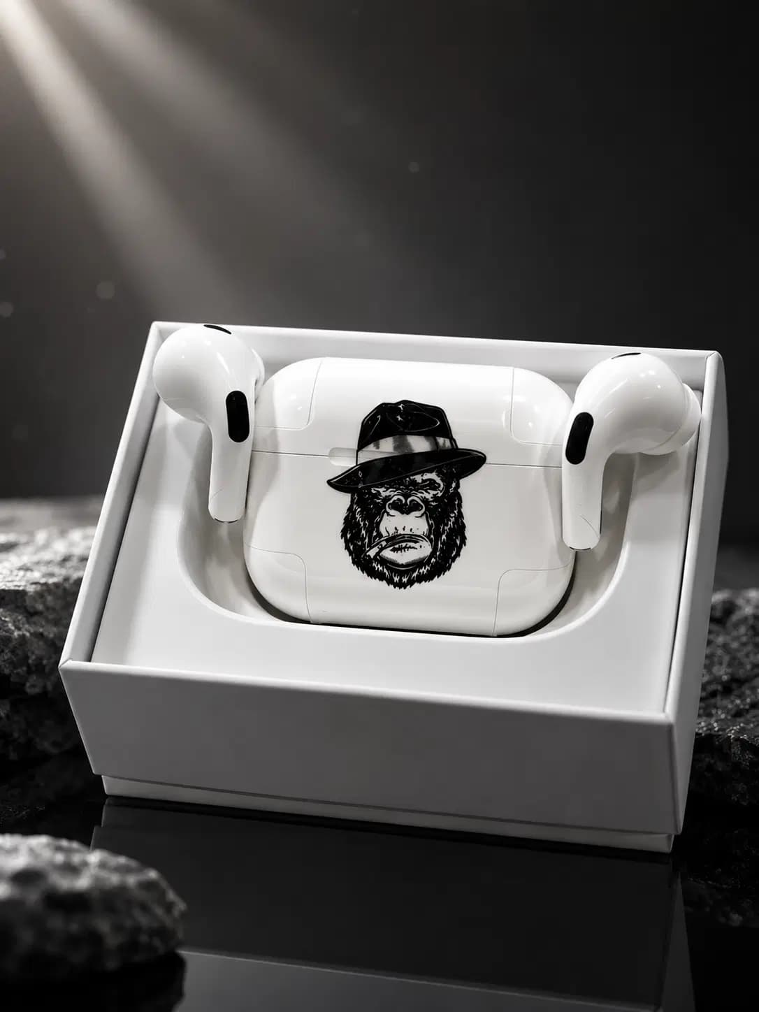 هدفون بی سیم طرح اپل مدل Airpods Pro 2 لوگو گوریل ANC فعال درجه یک — تصویر ۲