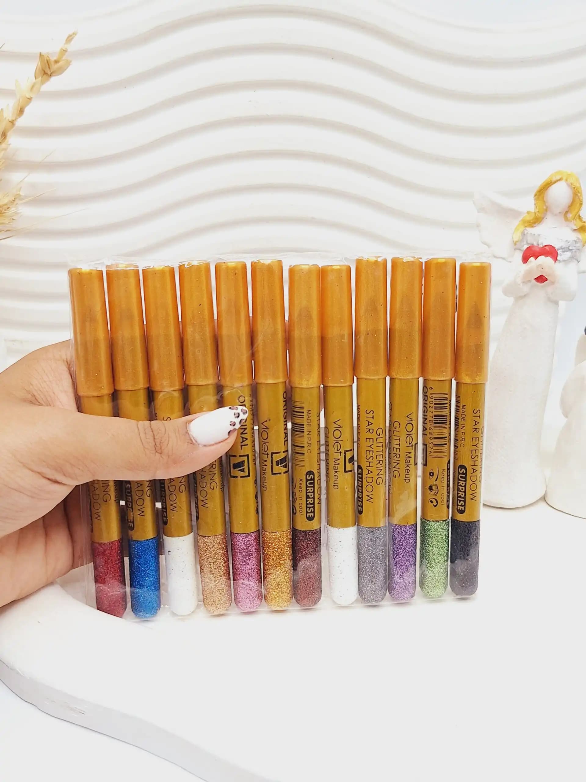 پک 12 تایی مداد چشم گلیتری violet Makeup ضد آب