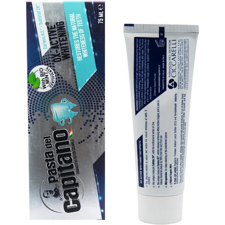 خمیردندان سفید کننده پاستا دل کاپیتانو مدل Ox-Active Whitening حجم 75 میلی لیتر — تصویر ۲