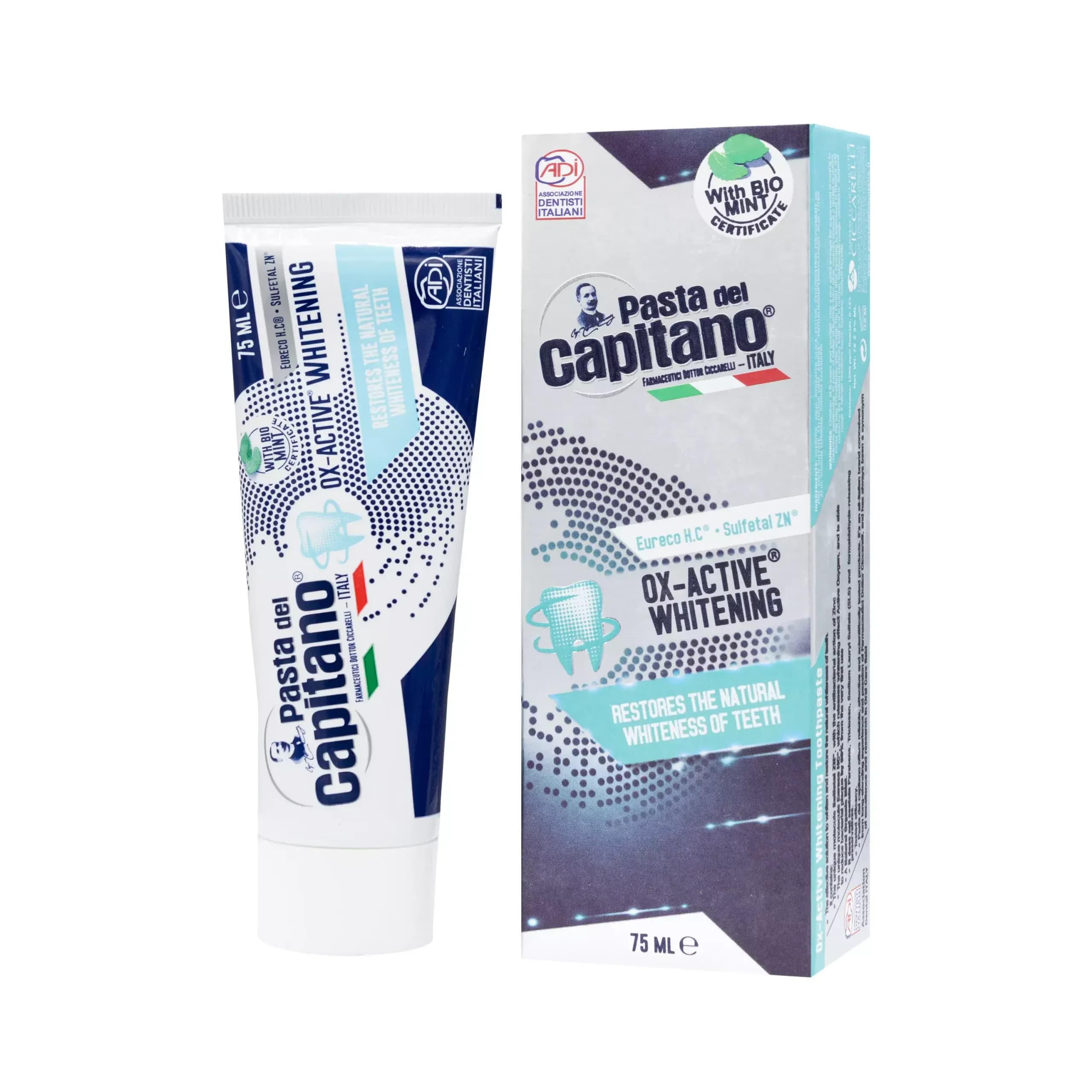خمیردندان سفید کننده پاستا دل کاپیتانو مدل Ox-Active Whitening حجم 75 میلی لیتر — تصویر ۷