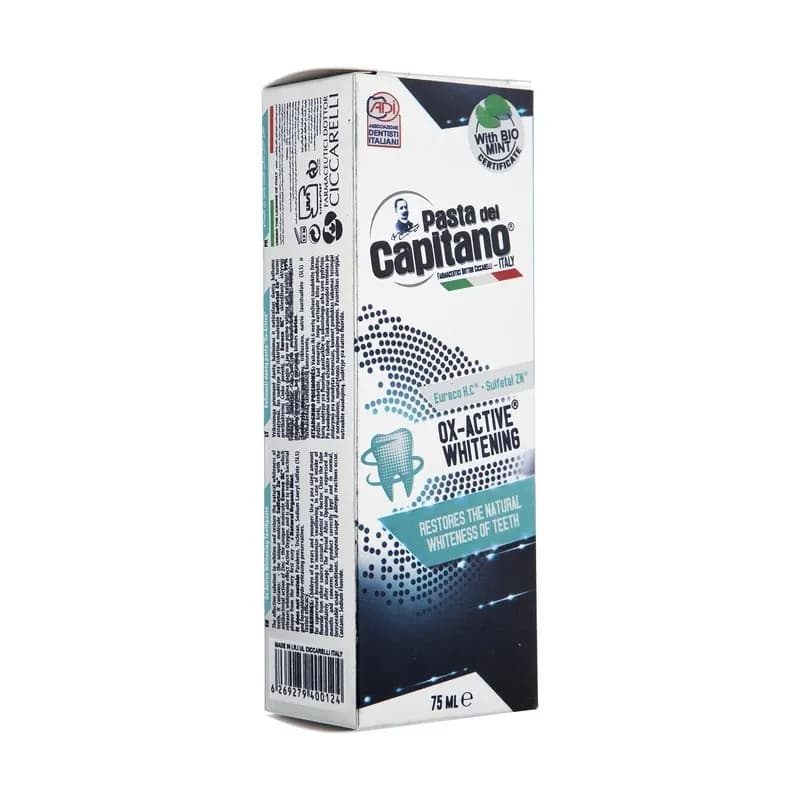 خمیردندان سفید کننده پاستا دل کاپیتانو مدل Ox-Active Whitening حجم 75 میلی لیتر — تصویر ۴