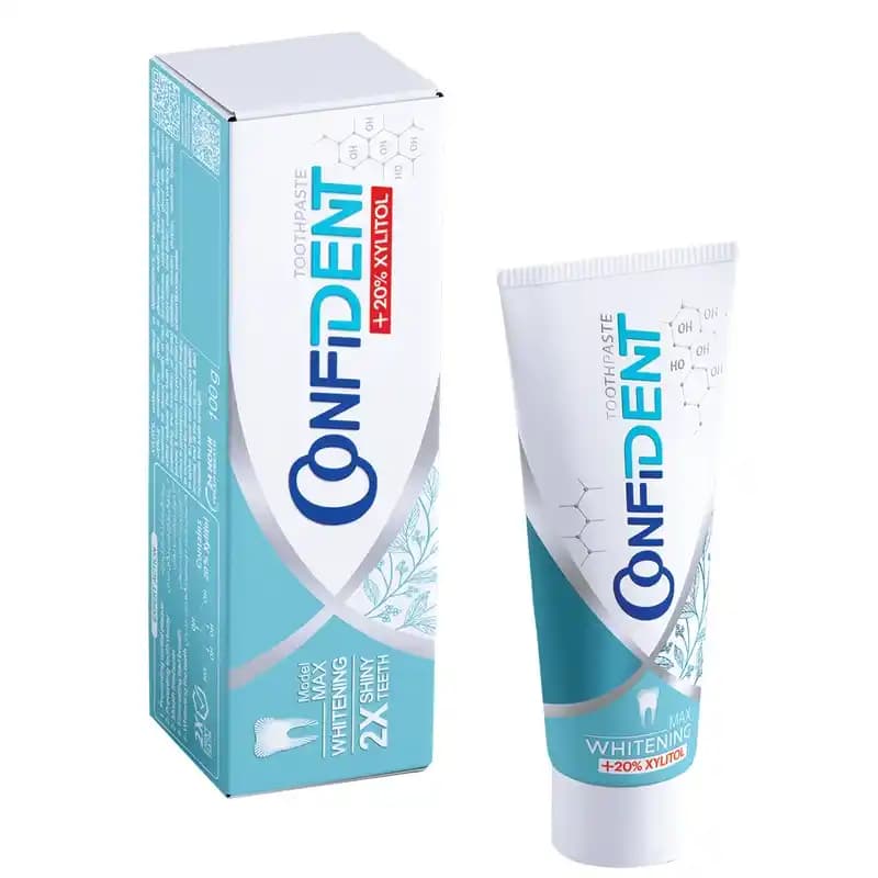 خمیر دندان کانفیدنت مدل سفیدکننده Whitening Max – حاوی زایلیتول ۲۰٪ و هیدروکسیآپاتیت(ضد پوسیدگی و تقویت کننده مینای دندان) — تصویر ۶
