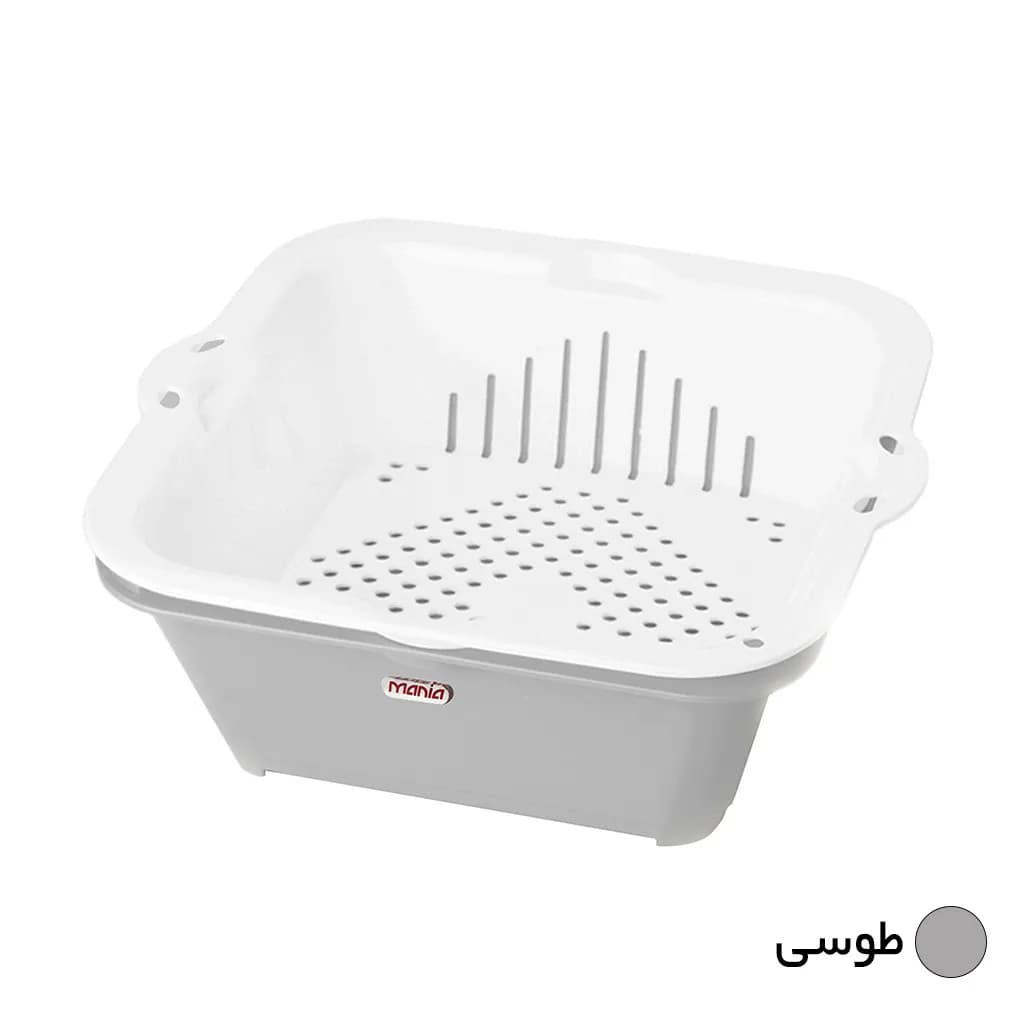 کاسه و آبکش مانیا مدل مربعی کد 108042 سایز دو — تصویر ۴