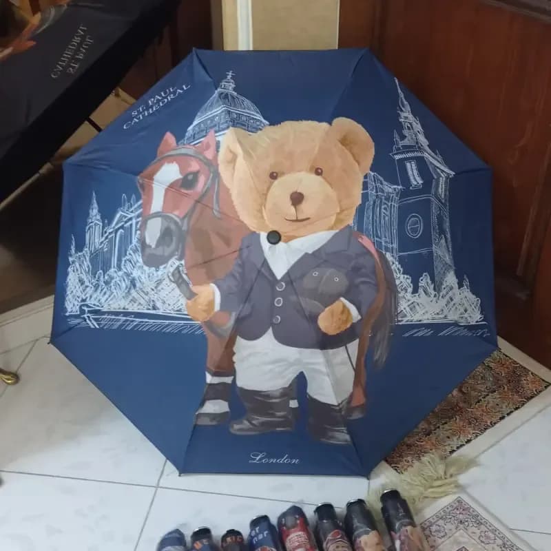 چتر تاشو کودک و نوجوان طرح تدی ضد باد 4 فنر — تصویر ۷