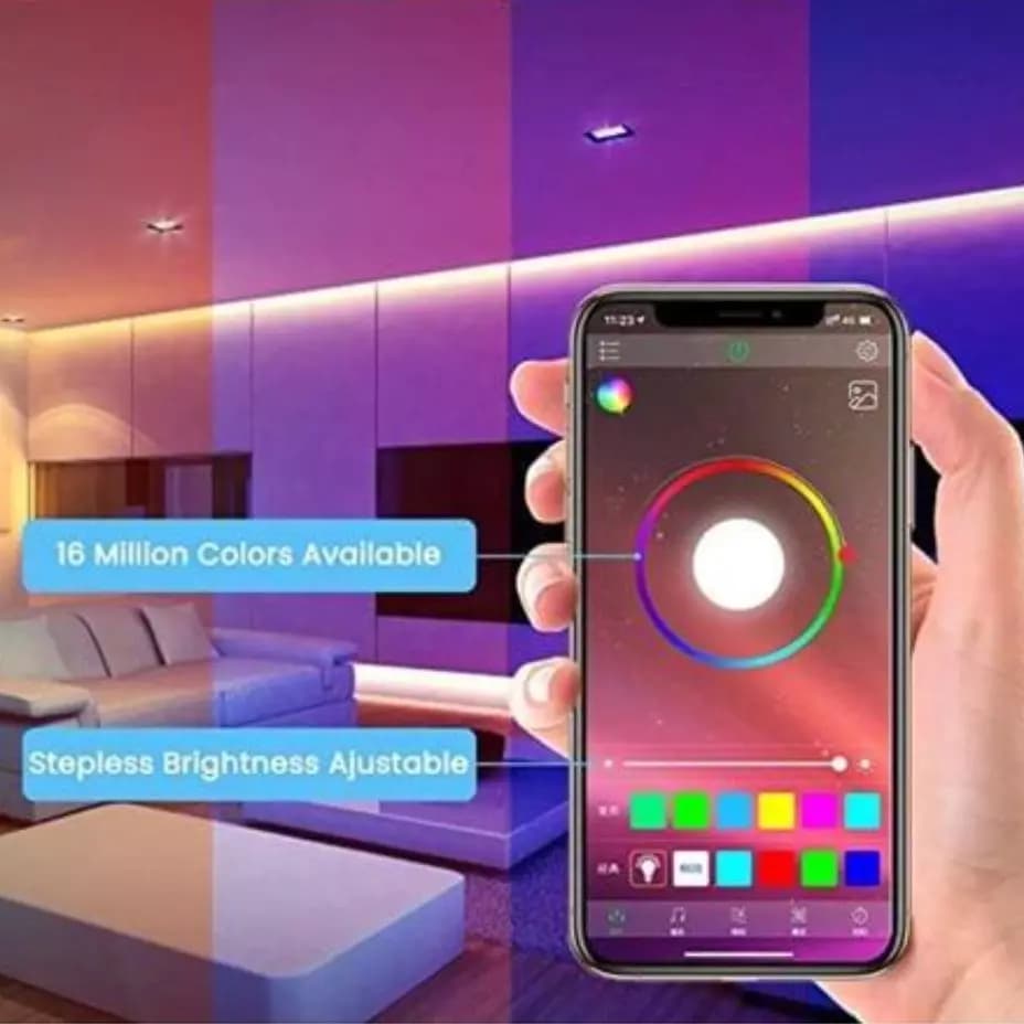 ریسه هوشمند RGB با ریموت کنترل و برنامه موبایل 10 متری — تصویر ۳