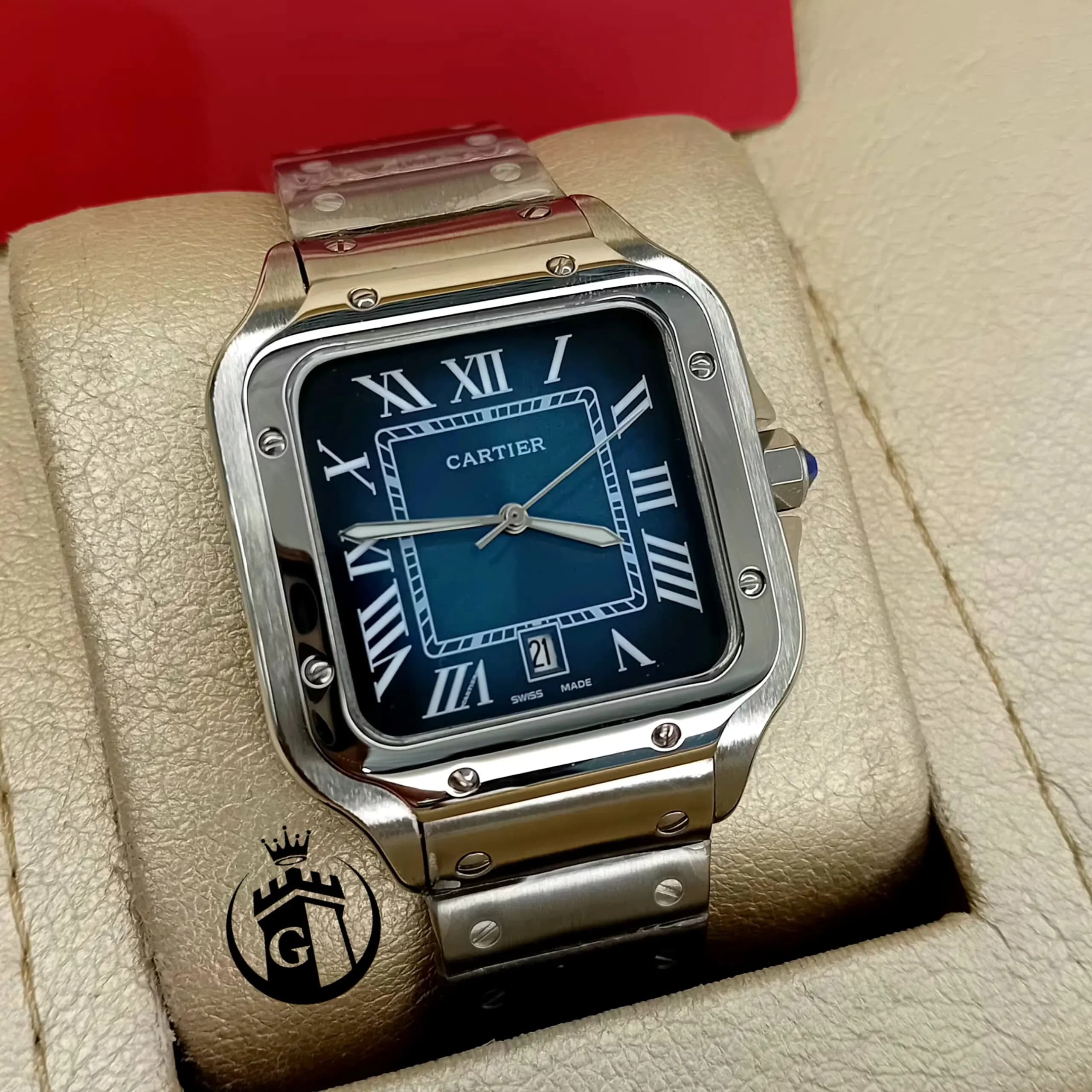 ساعت مچی مردانه اورجینال کارتیه Cartier | ساعت عقربه ای استیل 316 شیک و کلاسیک — تصویر ۶
