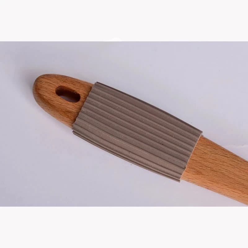 کفگیر تخت چوبی یونیک دسته سیلیکونی مدل UN-1110 — تصویر ۲