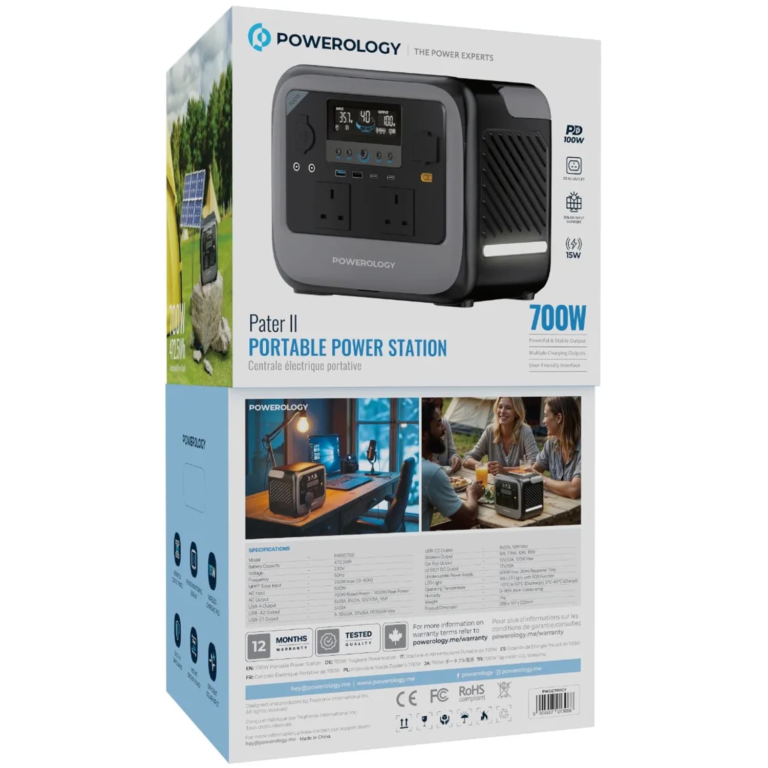 پاور استیشن پاورولوژی مدل Powerology Pater II Portable Power Station 700W PWGC700GY — تصویر ۵