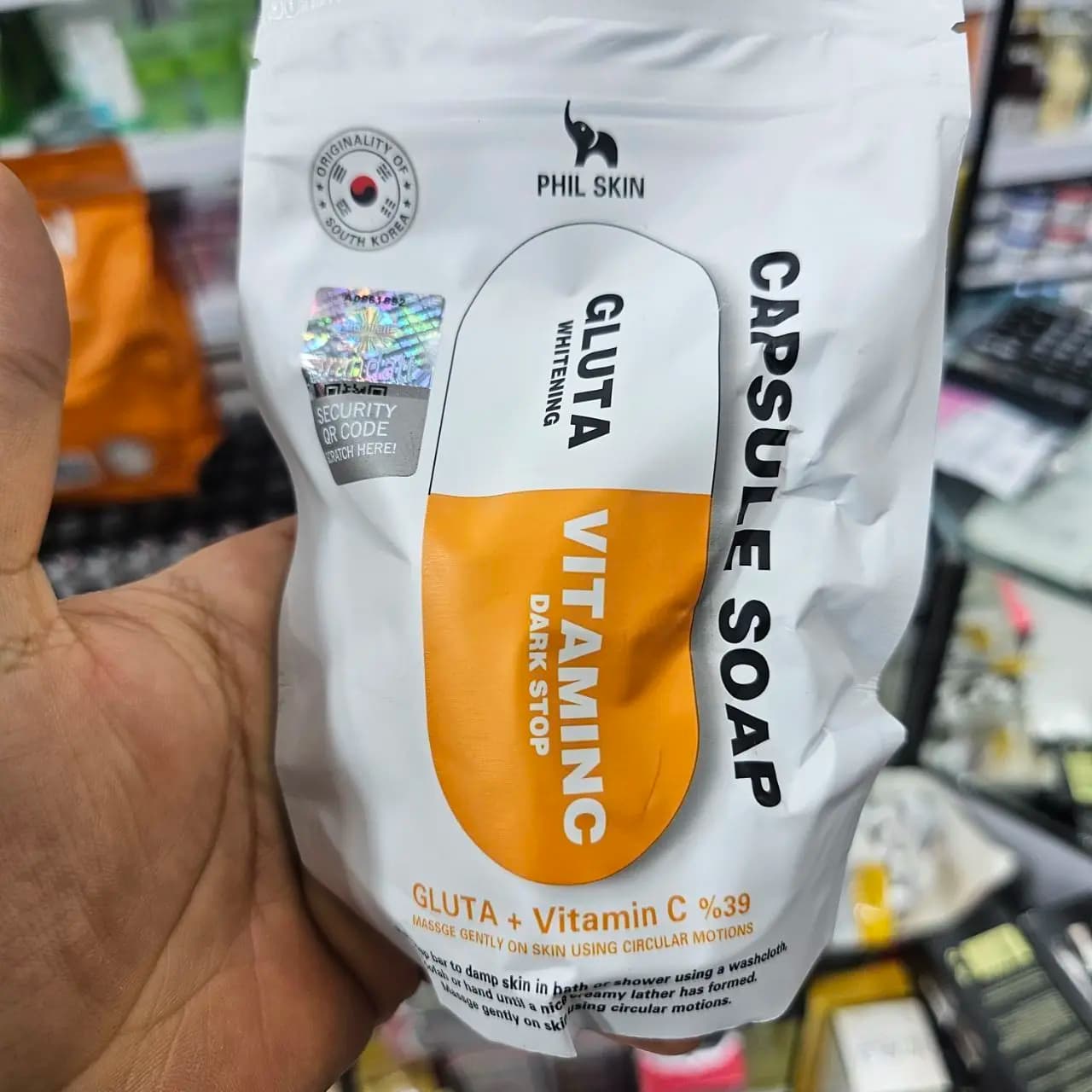 صابون کپسولی فیل اسکین گلوتا + ویتامین C نارنجی ۱۰۰ گرم — تصویر ۲