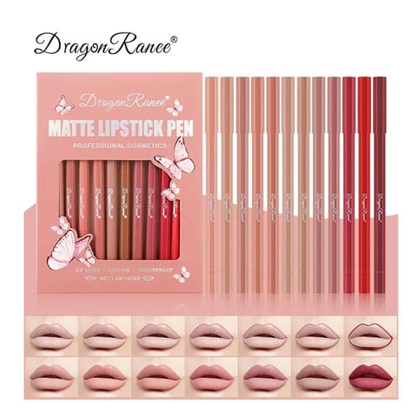 پک رژ مدادی شمعی 12 عددی دراگون رانی (matte lipstick pen dragon ranee)