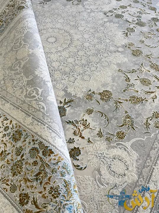 فرش نئوکلاسیک طرح صبا نقره ای 1500 شانه — تصویر ۴