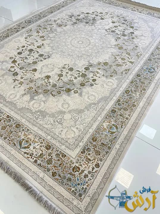 فرش نئوکلاسیک طرح صبا نقره ای 1500 شانه — تصویر ۲