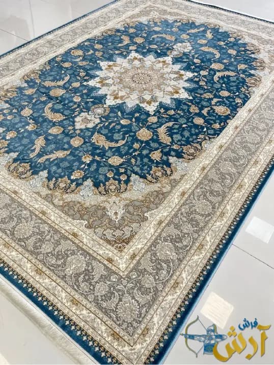 فرش آبی طلاکوب طرح صنم 1200 شانه — تصویر ۲