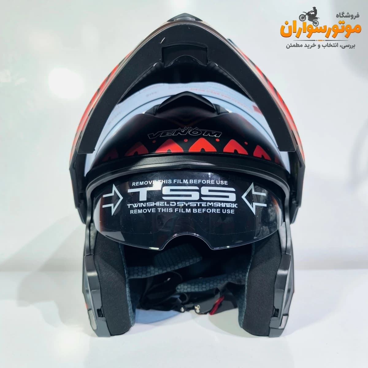 کلاه کاسکت فک متحرک ونوم VENOM قرمز مشکی — تصویر ۸