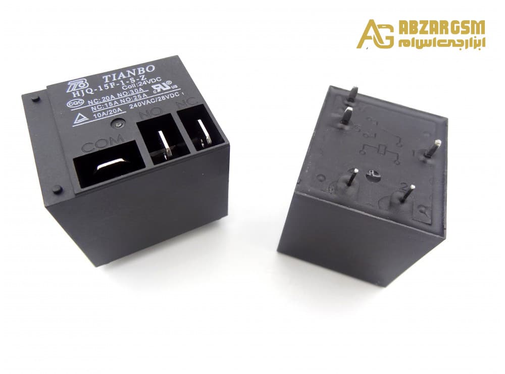 رله فیش خور – کولری 24 ولت 30 آمپر T91 مارک TIANBO کد HJQ-15F-1-S-Z — تصویر ۲