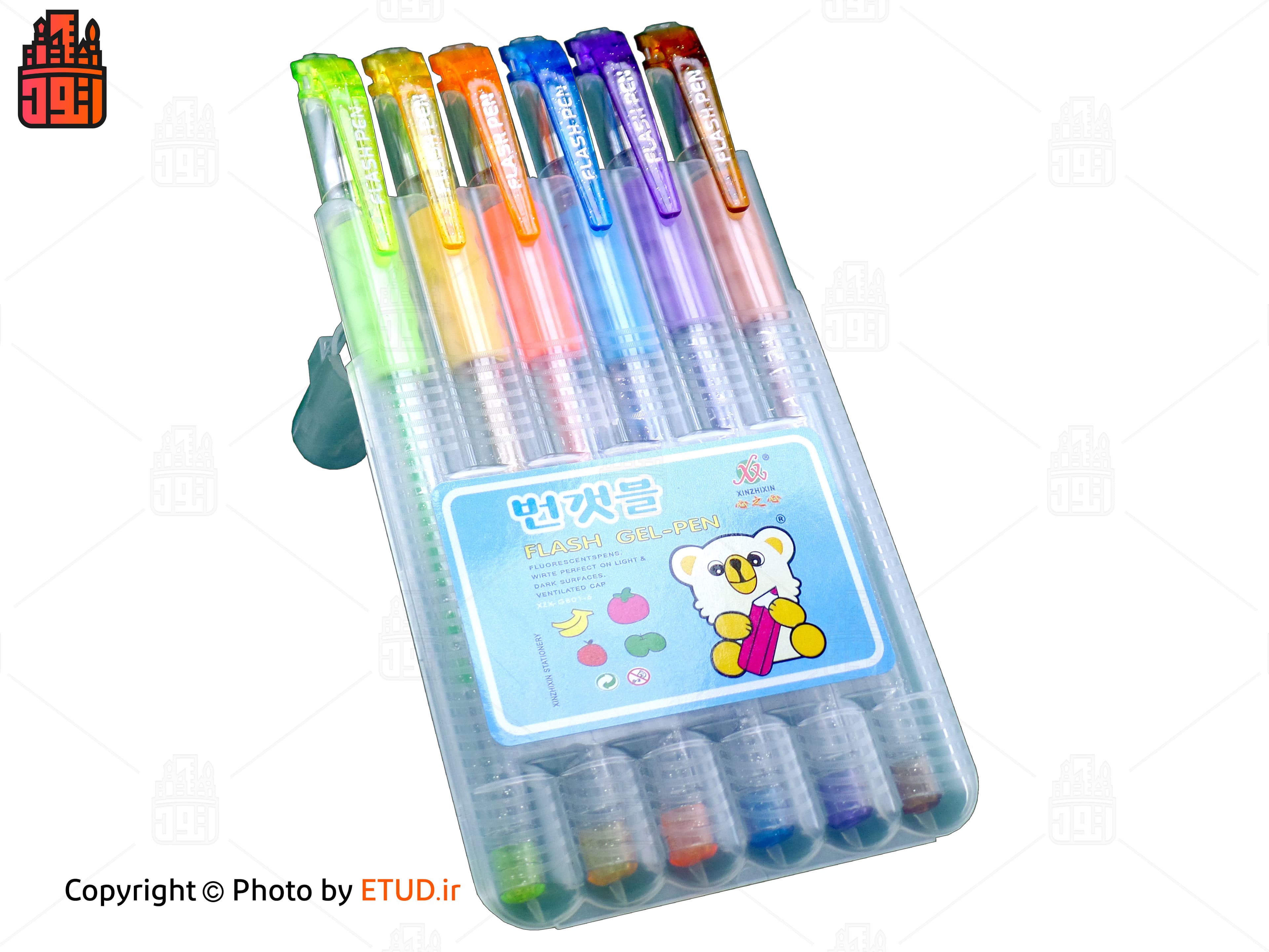خودکار اکلیلی 6 رنگ مدل Flash gel-pen — تصویر ۲