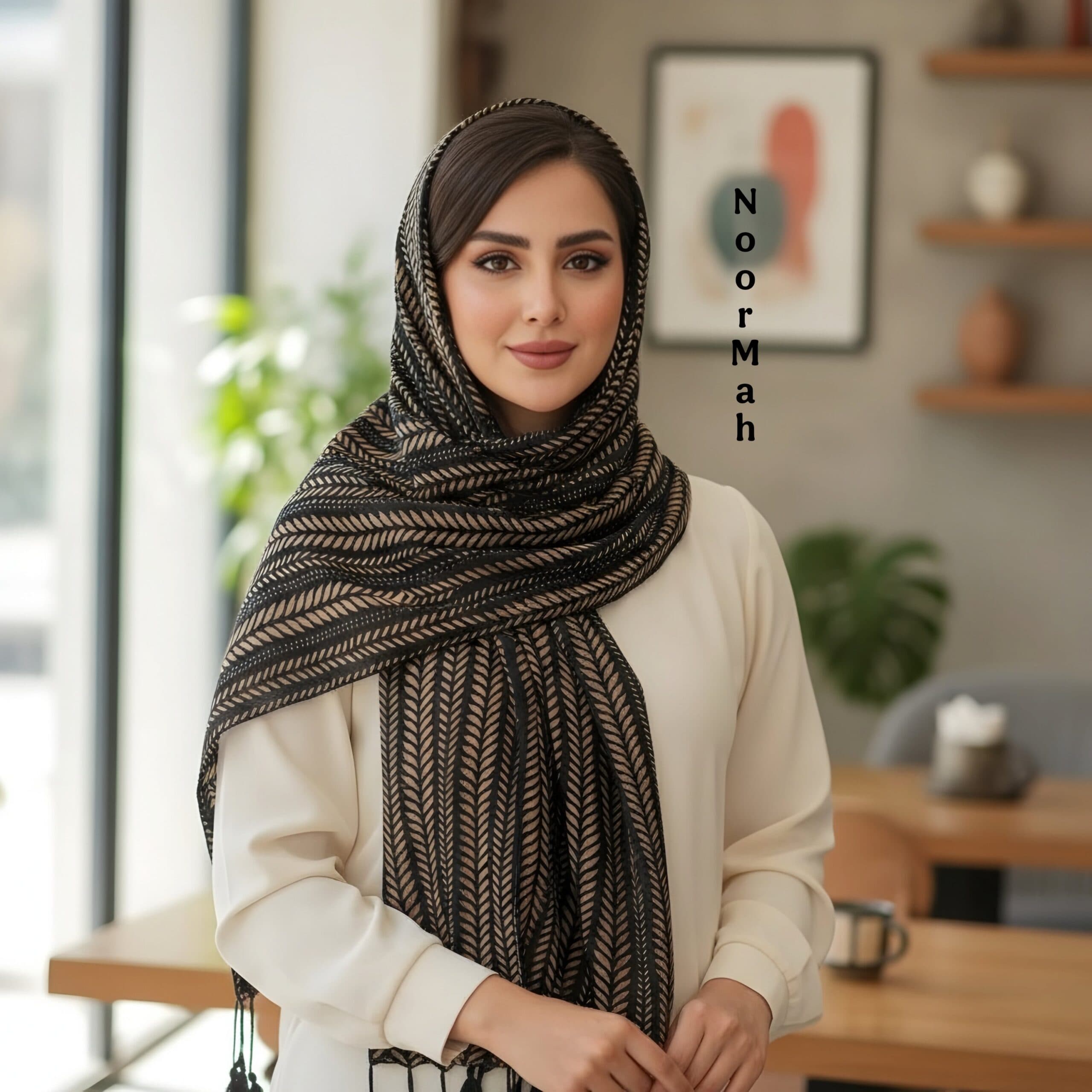 شال نخی نرم و لطیف طرحدار – مناسب استفاده روزمره و تمام فصول
