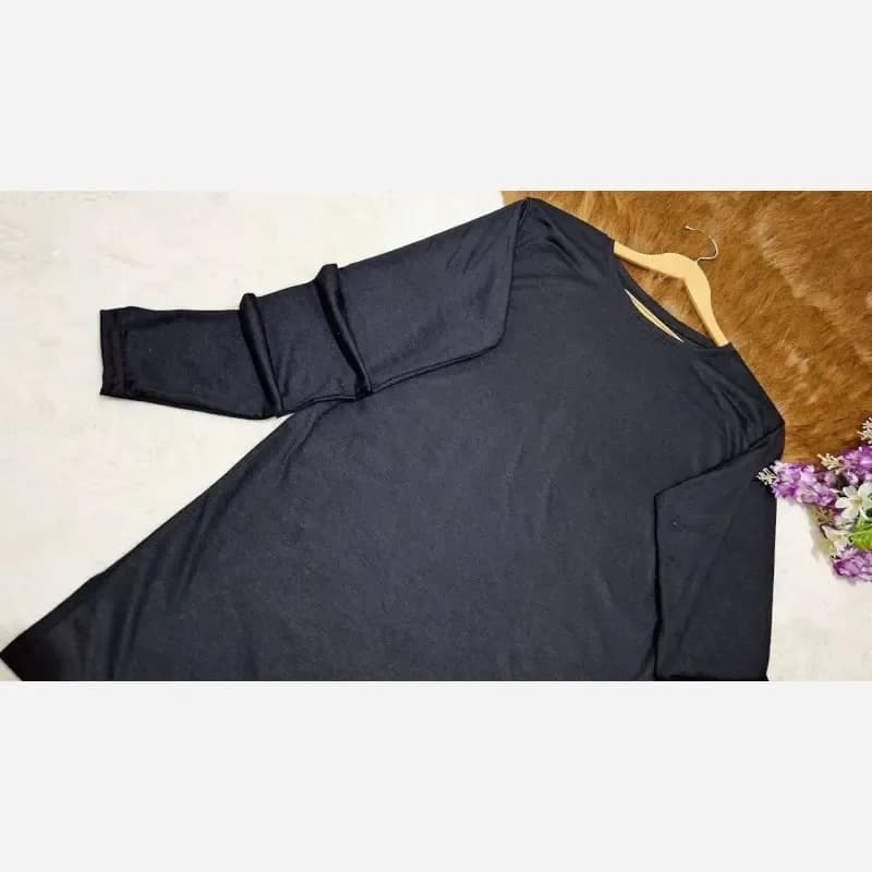 زیر سارافونی آستین دار نخی اسپان رنگ مشکی سایز 1 و 2 — تصویر ۴