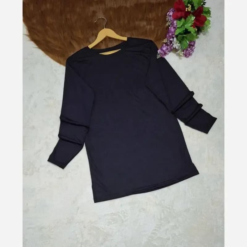 زیر سارافونی آستین دار نخی اسپان رنگ مشکی سایز 1 و 2 — تصویر ۲
