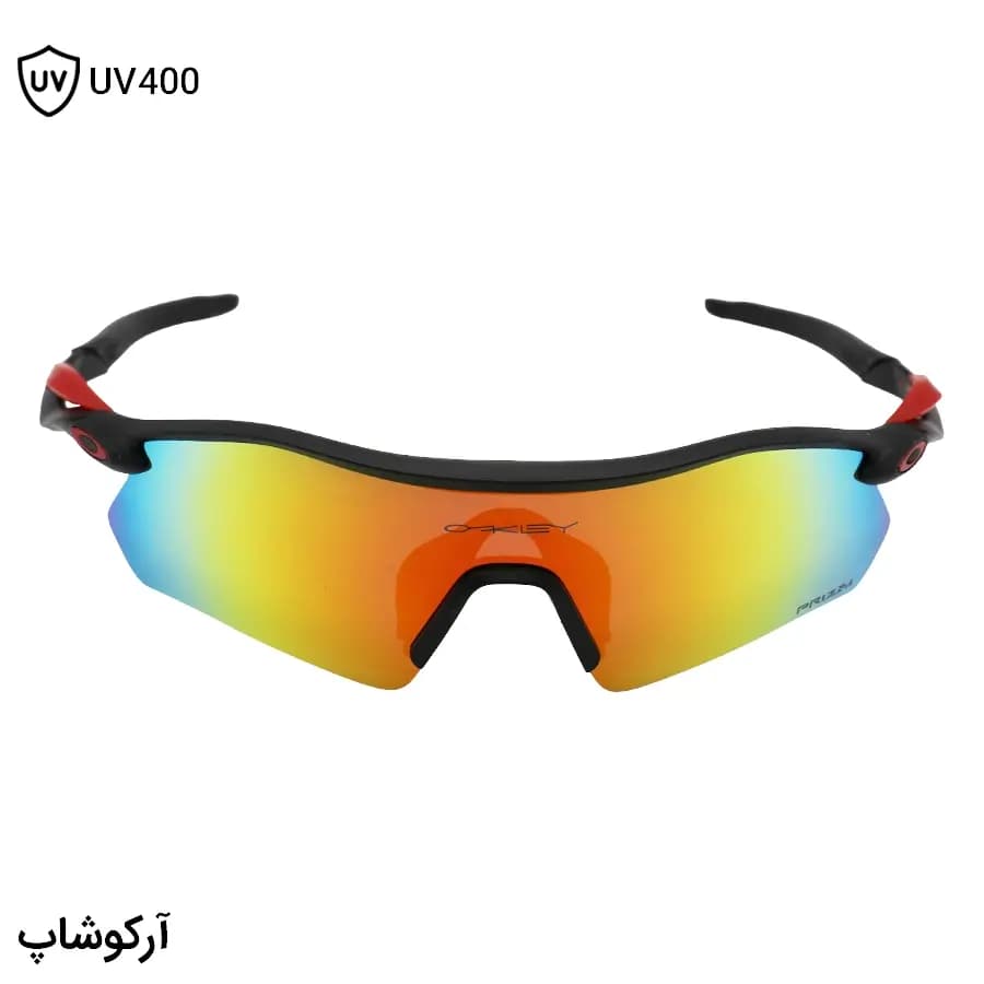 عینک ورزشی اوکلی طرح RADAR با فریم مشکی مات، نیم فریم و لنز جیوهای و چند رنگ مدل OO9495D — تصویر ۲