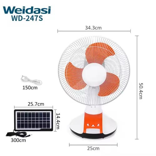پنکه شارژی با پنل خورشیدی Weidasi WD-247S — تصویر ۴